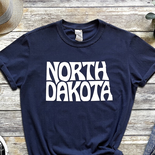 North Dakota Map Shirt, Hometown Shirt, North Dakota State Gift, Vintage Map Shirt, Map Silhouette Gift, North Dakota Souvenir, North Dakota