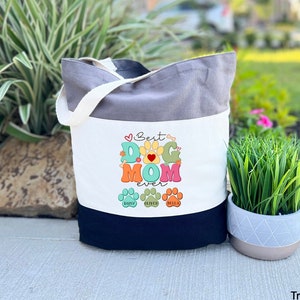 Custom Dog Mom Bag, Best Dog Mom Ever Tote Bag, Personalized Dog Mom Bag, Gifts for Dog Mom, Christmas Gift, Personalized Gifts for Mom Tote