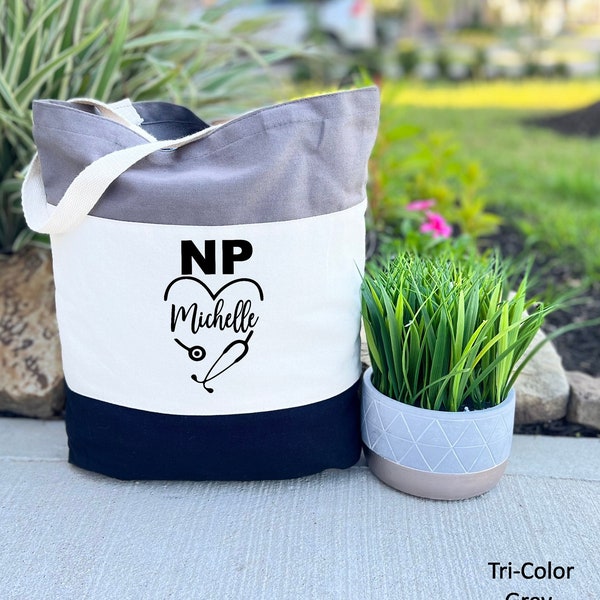 Personalized NP Tote Bag, Nurse Practitioner, Gift for Her, NP Tote Bag, Canvas Tote Bag, Nurse Gift Idea, NP Gift Bag, Nurse School Gift