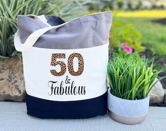 50 & Fabulous Birthday Tote Bag, Hello 50 Tote Bag, Birthday Bag, 50th Birthday, 50th Birthday Gift, 50th Birthday Bag, 50th Birthday Party