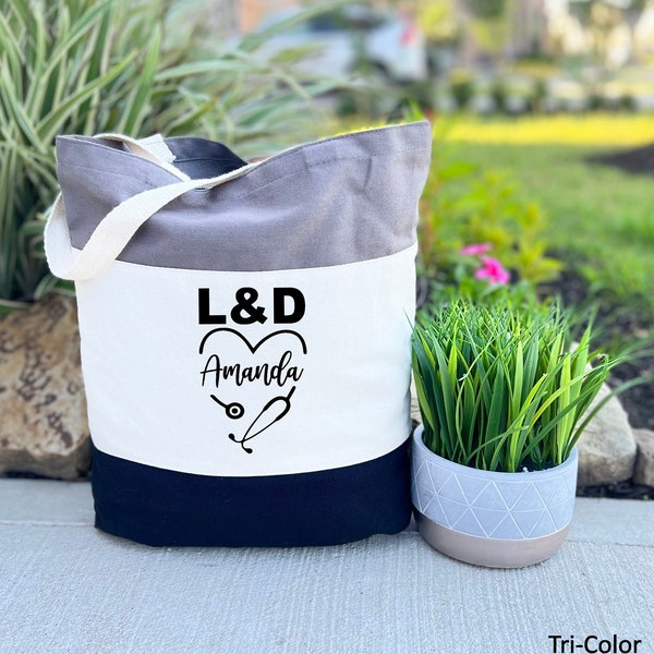 Personalized L&D Nurse Tote Bag, L and D Nurse, Nurse Gift, Nurse School Gift, Canvas Tote Bag, Nurse Gift Idea, Labor and Delivery Gift Bag
