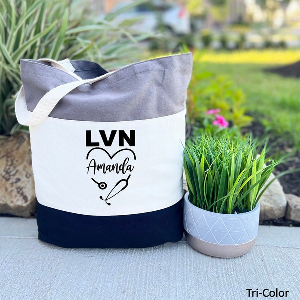 Personalized LVN Tote Bag, Licensed Vocational Nurse, Lvn Nurse Gift, Nurse School Gift, Canvas Tote Bag, LVN Nurse Gift Idea, LVN Gift Bag