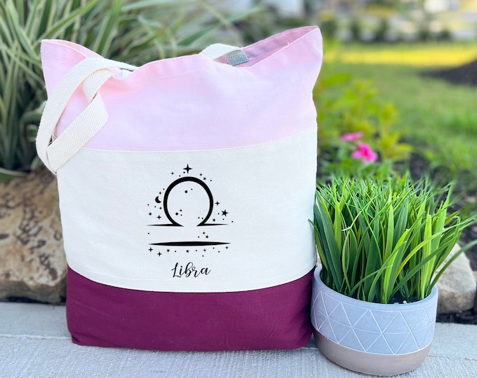 Libra Tote Bag, Cute Libra Bag, Zodiac Libra Gift, Libra Astrology Bag, Aesthetic Bag, Zodiac Sign Bag, Zodiac Libra Star, Birthday Gift Bag
