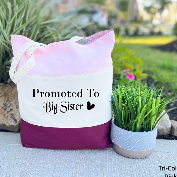 Promoted to Big Sister Tote Bag, Big Sister Bag, Big Sister Gift Bag, Pregnancy Announcement, New Arrival Tote Bag, Future Big Sister Bag