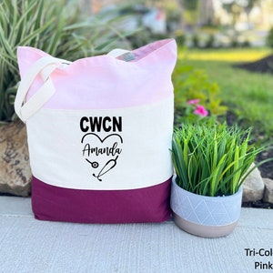 Personalized CWCN Tote Bag, Canvas Tote Bag, Certified Wound Care Nurse, CWCN Gift, Nurse Gift, Nurse Week Gifts, Gift for Her, CWCN Bag