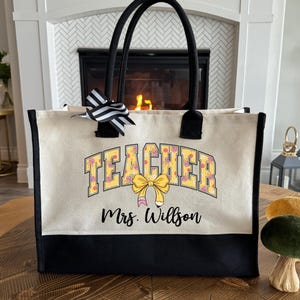 Personalized Teacher Tote Bag, Teacher Appreciation Gift, Teacher&#39;s Gift, Gift For Teacher, Customizable Teacher Tote