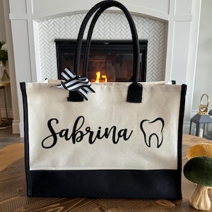 Custom Dentist Tote Bag, Dental Hygienist Tote Bag, Dental Hygienist Gift, Dental Assistant Tote, Dentist Work Bag, Dentist Graduation Gift