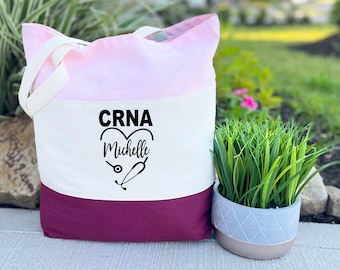 Personalized CRNA Tote Bag, Nurse Anesthetist Gift