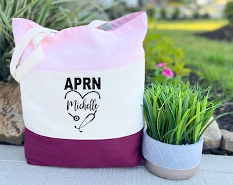 Personalized APRN Canvas Tote Bag, Nurse Graduation Gift
