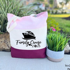 Personalized Family Cruise Trip Tote Bag, Cruise Birthday Tote Bag, Vacation Tote Bag, Canvas Tote Bag, Gift for Her, Ship Gift Bag