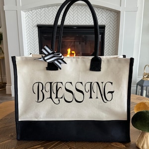 Blessing Tote Bag, Christian Tote Bag, Faith Inspired Tote, Canvas Tote Bag, Praise Tote Bag, Scripture Tote, Church Bag, Bible Bag