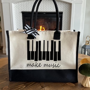 Custom Music Tote Bag, Music Bag, Piano Lesson Bag, Music Gifts Personalized, Music gifts, Custom Tote, Personalized Tote Bag