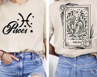 Pisces Zodiac T-Shirt, Vintage Astrology Pisces Tee, Celestial Pisces Shirt, Zodiac Birthday Gift for Pisces, Horoscope & Horoscope Gift