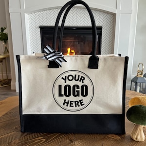 Custom Logo Tote Bag, Personalized Business Bag, Shopping Bags for Trade Shows & Events, Custom Text Tote, Custom Logo Tote Bag