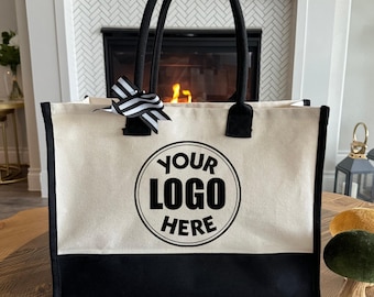 Custom Logo Tote Bag, Personalized Business Bag, Shopping Bags for Trade Shows & Events, Custom Text Tote, Custom Logo Tote Bag