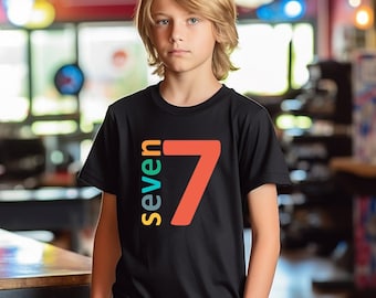Seven 7 Shirt, Seventh Birthday Tee, Birthday Boy Shirt, 7th Birthday Outfit, Gift for Birthday, Cute Seven Shirt, Seven Years Old Tee