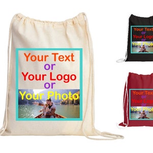 Custom Photo Drawstring Back Bag, Custom Logo Bag, Christmas Gift, Personalized Gift, Custom Text Bag, Custom Picture Bag, Gym Bag, Yoga Bag