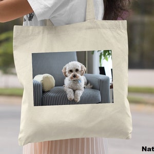 Personalized Gift, Gift Tote Bag for Dog Owner, Custom Photo Tote Bag Gift, Gift Picture for Birthday, Christmas Gift Bag, Canvas Tote Bag