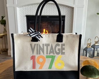 50th Birthday Gift Bag, Vintage 1976 Birthday Tote Bag, 50th Birthday Party, Hello 50 Bag, Happy Mothers Day Gift, Born In 1976