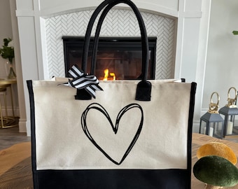 Heart Print Tote Bag, Valentines Gift