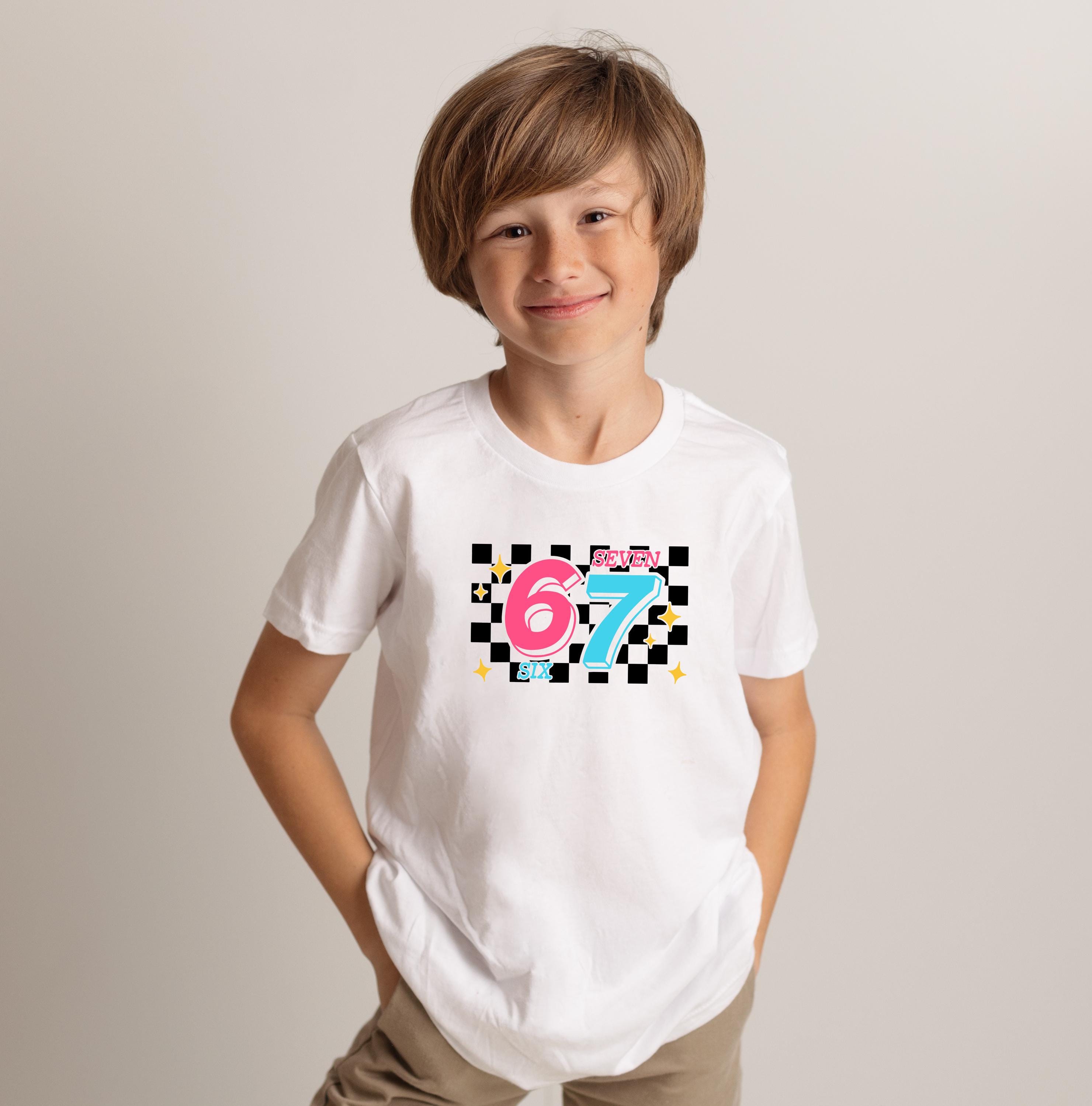 Six Seven 67 Funny Meme T-shirt, Retro Checkered Design, Gen Alpha & Z ...