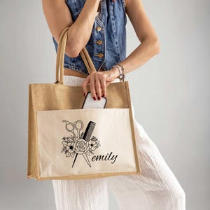 Custom Hair Stylist Tote Bag, Tote Bag Personalized Name Hairdresser, Personalized Cosmetology Gift, Custom Name Tote Bag, Hairdresser Gift