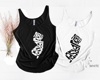 New Jersey Map Tank Top, Vintage Style NJ State Tee for Travel & Souvenirs, Great Gift for NJ Lovers and Travelers