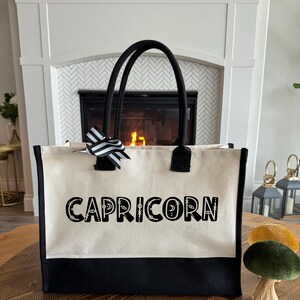 CAPRICORN Zodiac Sign Tote Bag, Zodiac Horoscope Tote Bag, Aesthetic Tote Bag, Capricorn Birthday Gift, Horoscope Bag, Zodiac Sign Gift