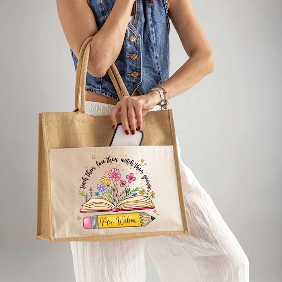 Custom Teacher Bag, Gift for Teachers, Personalized Teacher Tote Bag, Custom Teacher Gift, Teacher Gift, Tote Bag for School Teacher