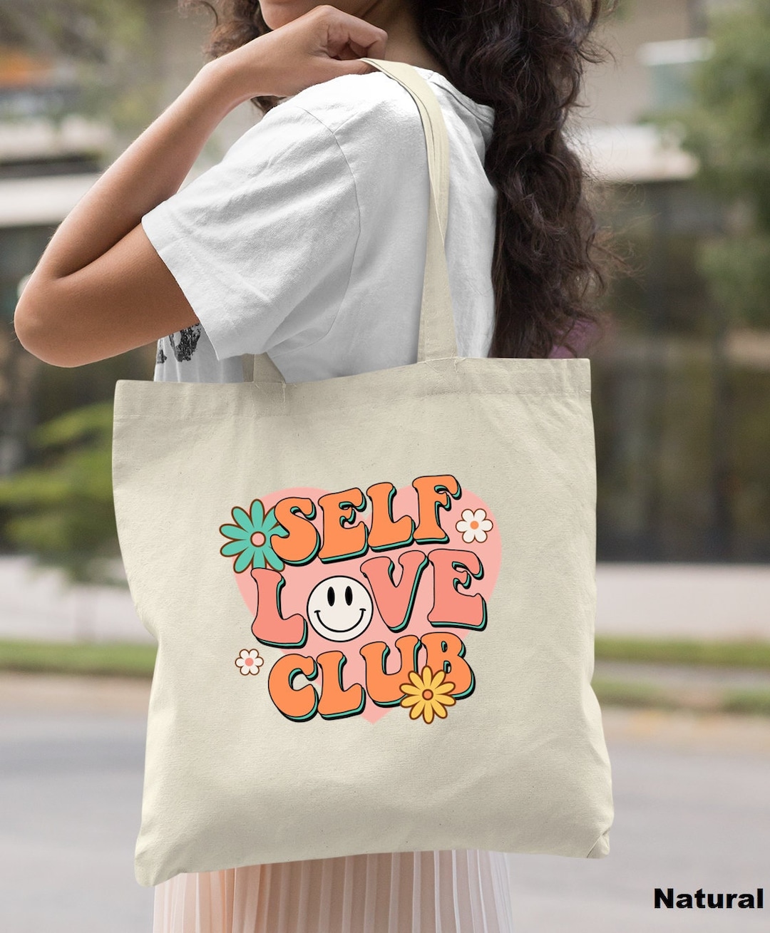 Self Love Club Tote Bag, Retro Self Love Gift Bag, Self Love Tote Bags, Women's Self Love Club