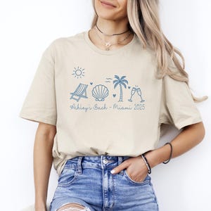 Custom Beach Bachelorette Shirt: Palm Shell Design, City Name