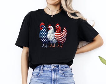 Patriotic USA Chicken Shirt, Funny 4th of July Chicken Shirt, Independence Day Tee, USA Flag Shirt, Patriotic Shirt, Freedom Shirt