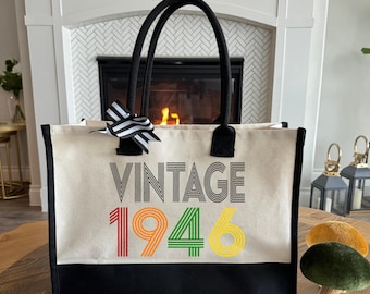 80th Birthday Tote Bag, Vintage 1946 Bag, 80th Birthday Gift For Women, 80th Birthday Gift Bag, 80th Birthday Friend, 80th Birthday Woman