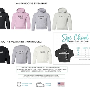 youth hoodie sweat shirt sizes chart