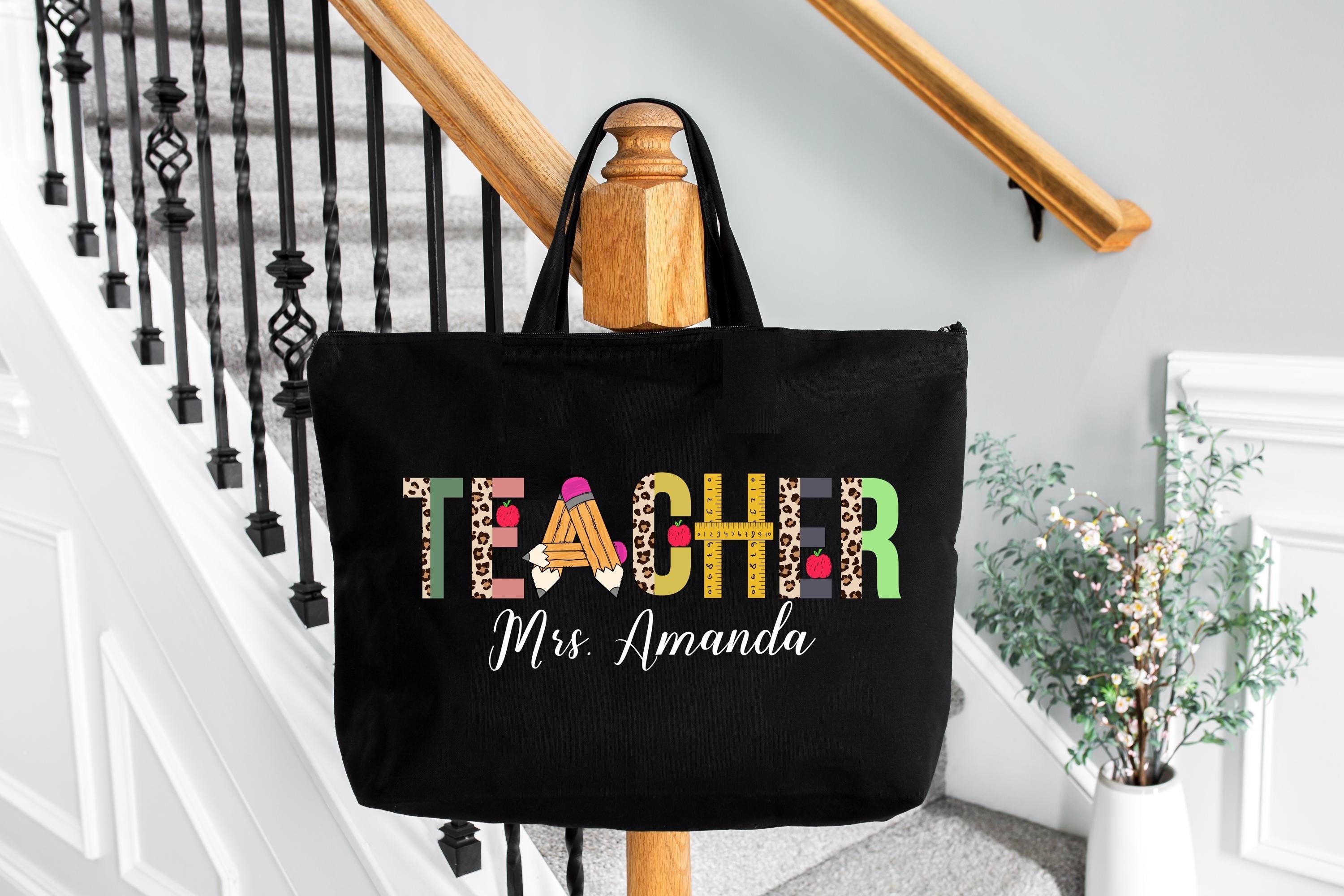Personalized Gift for Teacher, Teacher Canvas Tote Bag, Personalized