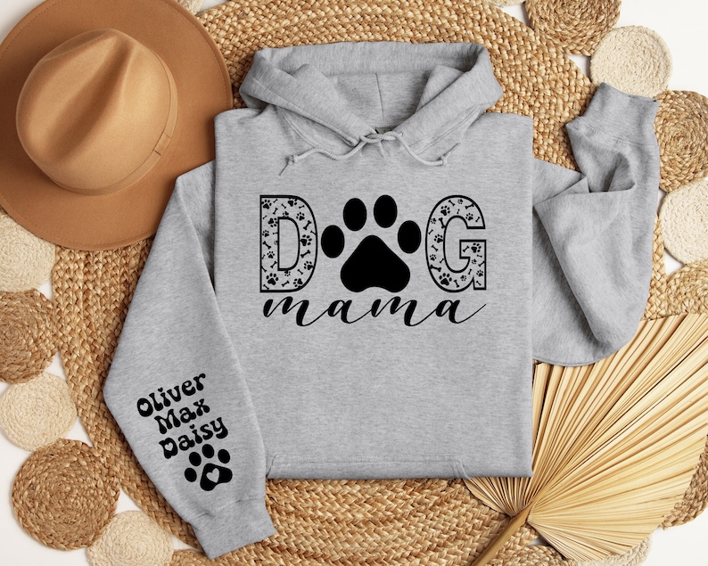 Dog Mama Hoodie, Sleeveprint Sweatshirt