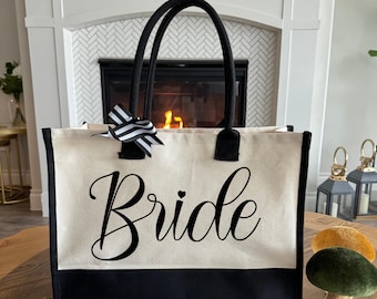 Bride Tote Bag, Bride Gift, Bridal Shower Gift, Bachelorette Bags, Bridesmaids Bag, Bridal Party Gift, Mother of the Bride Bag