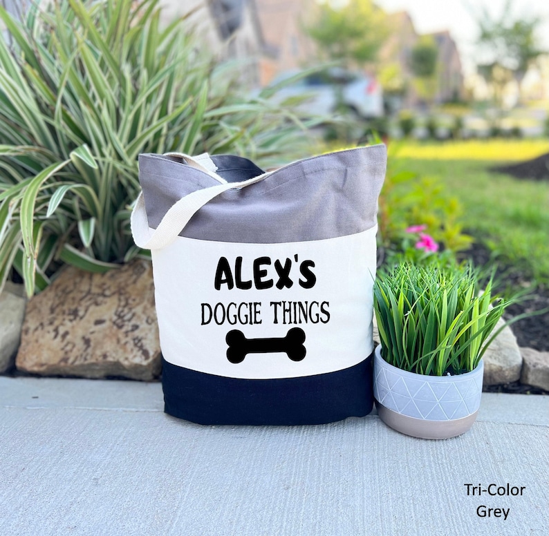 Dog Tote Bag: Personalized Canvas Carryall (Custom Text Options) image 1