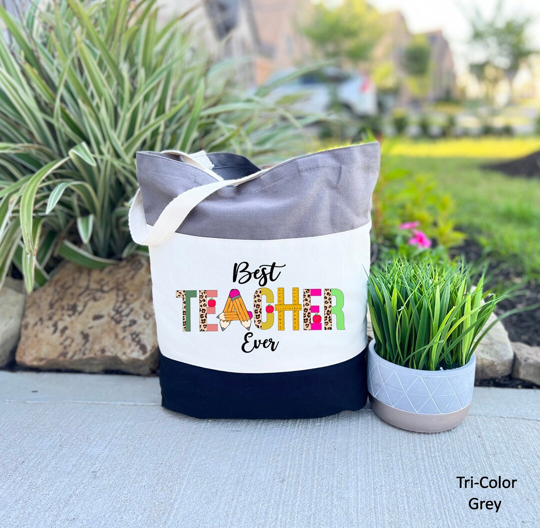 Best Teacher Ever Tote Bag, Teacher Bag, Teacher Gift, Teacher Gift Bag ...