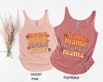 Mama Tank Top: Vintage Floral Style, Women's Casual Tee