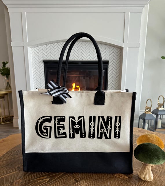 Gemini Art Zodiac Tote Bag, Weekender Bag, Astrology Shopping Bag, Gemini Gift Ideas Zodiac Bag, Gemini Birthday Gift, Horoscope Gifts