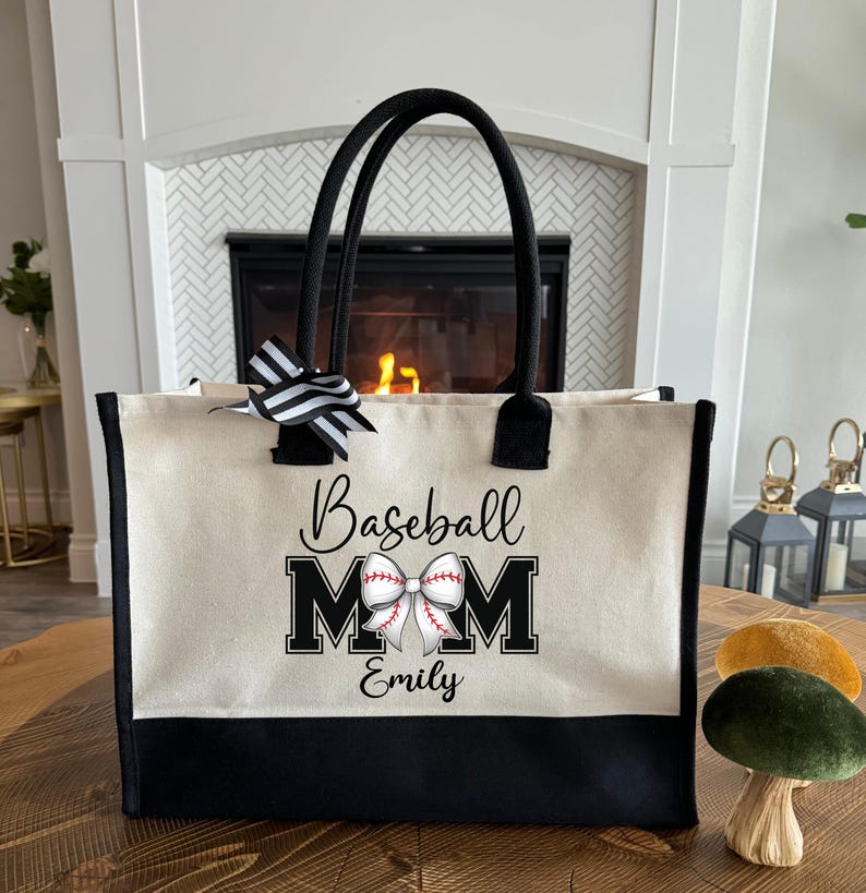 Custom Baseball Mom Tote Bag
