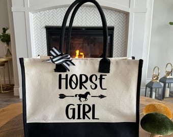 Horse Girl Canvas Tote Bag, Equestrian Gift