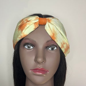 Adire Silk Bow Headband: African Print Tie-Dye Hair Accessory