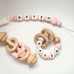 Pacifier clip with name / Personalized pacifier clip / Personalized rattle / Personalized baby gift / Pacifier clip / Custom Rattle