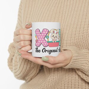 Taza de cerámica con carta de amor de conejito, regalo de Pascua, celebración de primavera, taza de café personalizada, artículos divertidos para beber