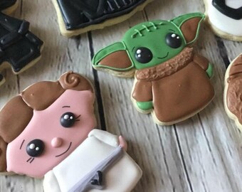 12 Star Wars Inspired Cookies Decorative Sugar Cookies Custom Cookies Iced Decorative Sugar Cookies Iced Cookies Custom Sugar Cookies