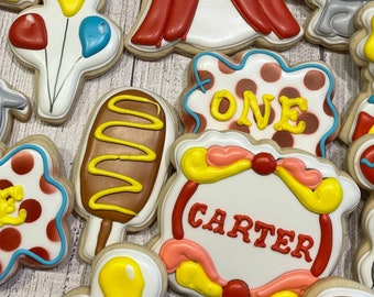 12 Circus Theme Sugar  Cookies. Decorative Sugar Cookies, Circus Decorative Sugar Cookies, Sugar Cookies Circus Theme, Circus Theme Cookies