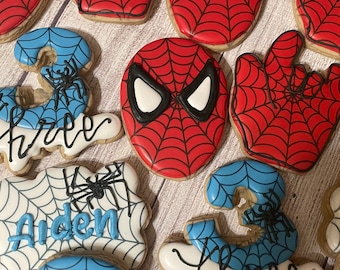 Spider-Man Sugar Cookies, Decorative Sugar Cookies, Icing Cookies, Spider-Man Cookies, Royal Icing Cookies, Decorative Sugar Cookies