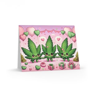 Cartão de felicitações Love Buds, cartões de dia dos namorados, cartões em branco de 16 contagens, humor de Stoner, cartão de aniversário, saudação de erva daninha, cartões de Stoner, papel de carta